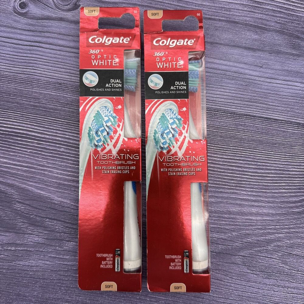 2 LOT Colgate 360 Sonic Optic White Battery Soft Toothbrush *READ DESCRIPTION*